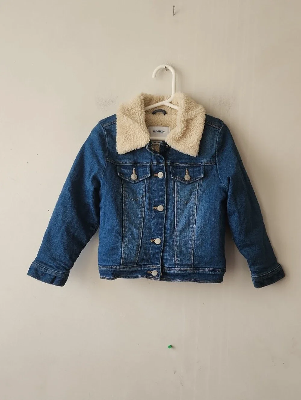 Old Navy Kids' Blue Denim Jacket with Sherpa Collar. New Without Tag